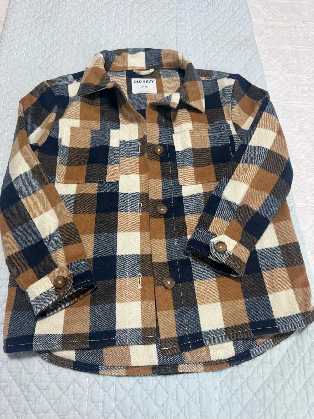 Old Navy Kids Brown & Navy Plaid Button-Up Shirt/Jacket